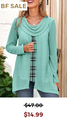 Green Fake 2in1 Tartan Print Long Sleeve Sweatshirt
