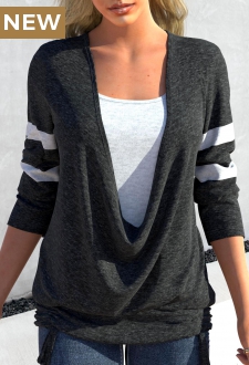 Dark Grey Marl Drawstring Fake 2in1 T Shirt
