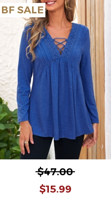 Royal Blue Lace Stitching Long Sleeve T Shirt