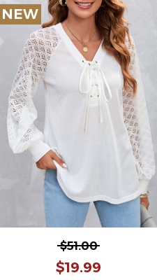 Lace Up Long Sleeve White Blouse
