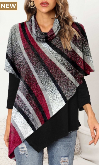 Geometric Print Asymmetric Hem Long Sleeve Sweatshirt