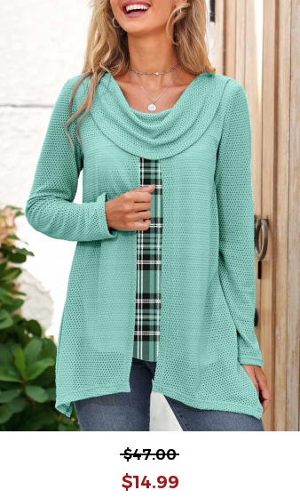 Green Fake 2in1 Tartan Print Long Sleeve Sweatshirt