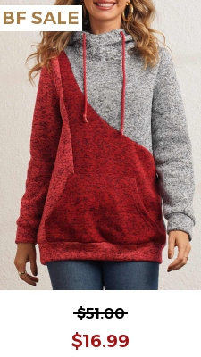Color Block Drawstring Kangaroo Pocket Hoodie