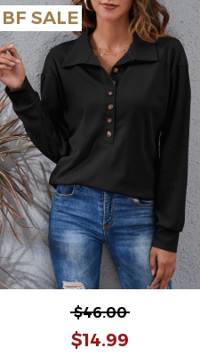 Black Button Long Sleeve T Shirt