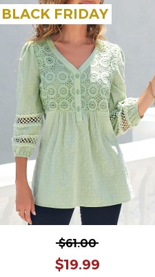 Light Green V Neck Lace Stitching T Shirt