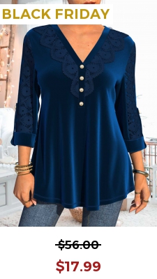 Christmas Design Velvet and Lace Stitching Blue Blouse