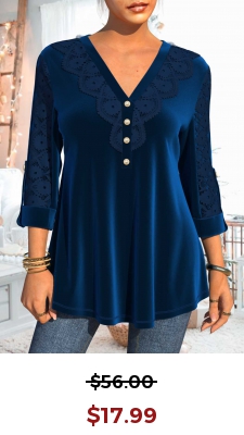 Christmas Design Velvet and Lace Stitching Blue Blouse
