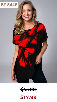 Floral Print Round Neck Short Sleeve T Shirt