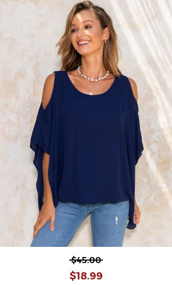 Cold Shoulder Chiffon Ruffle Sleeve T Shirt