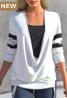 White Faux Two Piece Tie Side T Shirt