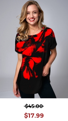 Floral Print Round Neck Short Sleeve T Shirt