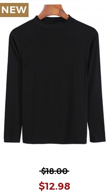 Black Long Sleeve Stand Collar T Shirt
