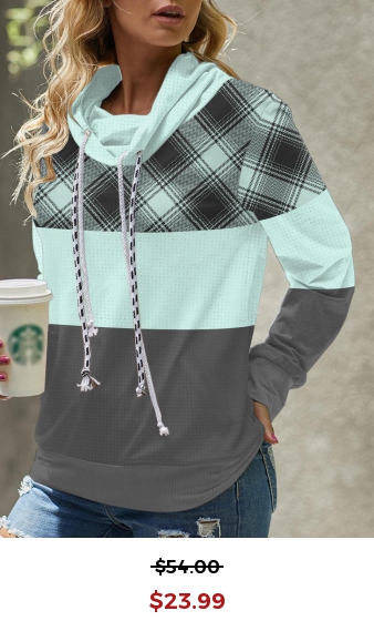 Mint Green Tartan Print Long Sleeve Sweatshirt