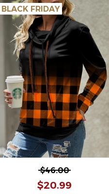 Plaid Long Sleeve Cowl Neck Sweatshirt
