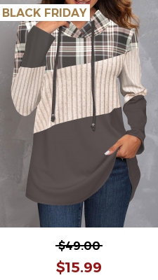 Grey Tartan Print Long Sleeve Hoodie