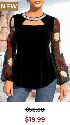 Valentines Black Embellished Neck Velvet Stitching T Shirt