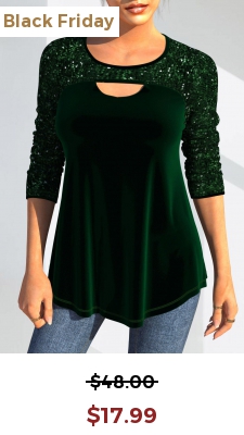 Sequin Christmas Design Velvet Stitching Green T Shirt