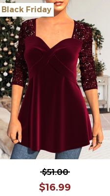 Sequin Velvet Stitching Sweetheart Neckline Wine Red T Shirt