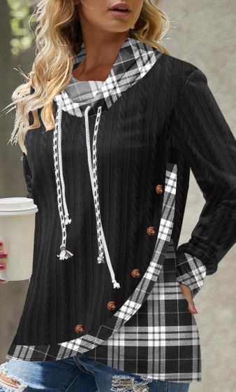 Black Asymmetric Hem Long Sleeve Sweatshirt