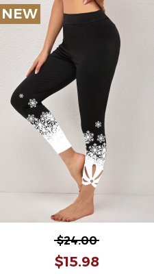 Black Snowflake Print High Waisted Leggings