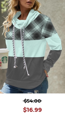 Mint Green Tartan Print Long Sleeve Sweatshirt