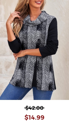 Black Decorative Button Chevron Print Long Sleeve Sweatshirt