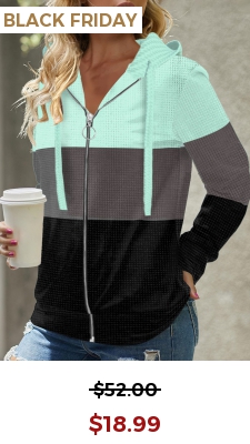 Zipper Closure Drawstring Long Sleeve Hoodie
