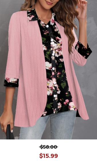 Pink Fake 2in1 Floral Print Blouse