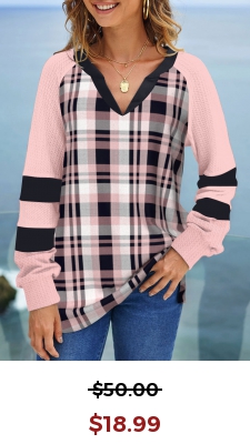 Pink Tartan Print Long Sleeve Sweatshirt