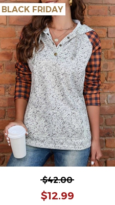 Light Grey Pocket Tartan Print Long Sleeve Hoodie