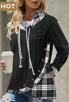 Black Asymmetric Hem Long Sleeve Sweatshirt