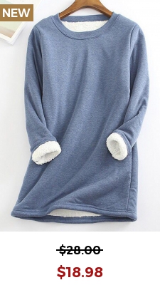 Dusty Blue Plush Long Sleeve T Shirt