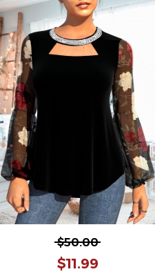 Valentines Black Embellished Neck Velvet Stitching T Shirt