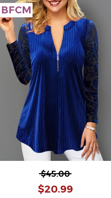 Round Neck Zipper Detail Velvet Stitching T Shirt