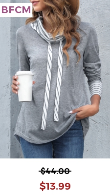 Light Grey Marl Striped Cowl Neck Sweatshirt