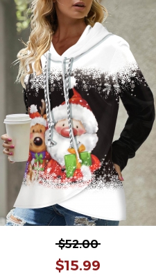 Black Lace Christmas Print Long Sleeve Hoodie
