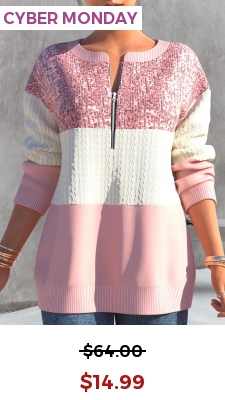 Light Pink Contrast Color Long Sleeve Sweatshirt