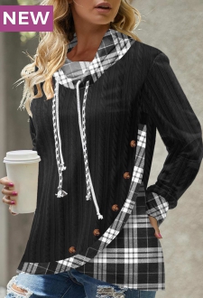 Black Asymmetric Hem Long Sleeve Sweatshirt