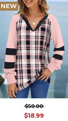 Pink Tartan Print Long Sleeve Sweatshirt