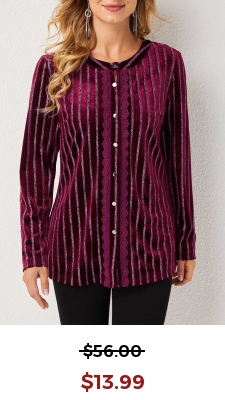Stripe Print Long Sleeve Round Neck Blouse
