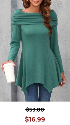Hanky Hem Wrap Shoulder Muffler Turquoise Sweatshirt