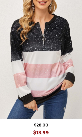 Long Sleeve Quarter Zip Contrast T Shirt