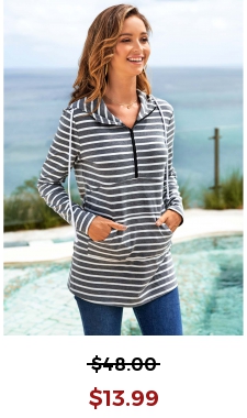 Quarter Zip Striped Long Sleeve Hoodie