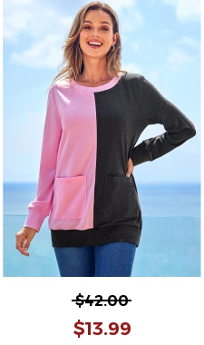 Contrast Pocket Round Neck Long Sleeve Sweatshirt