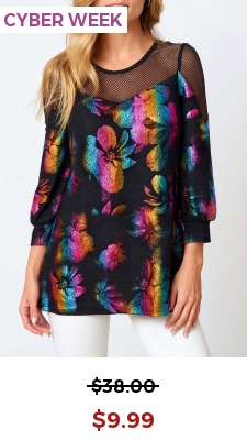 Fishnet Panel Colorful Round Neck Sweatshirt