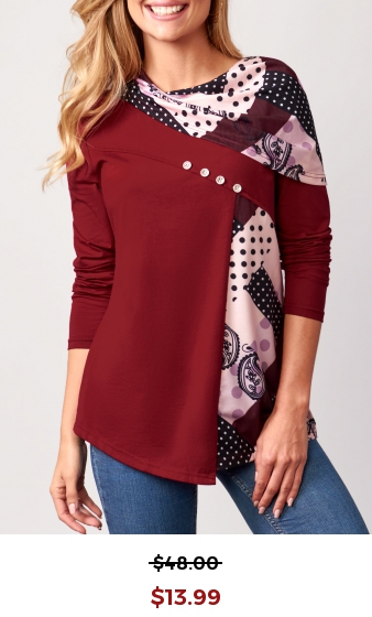 Wine Red Polka Dot Decorative Button Valentines T Shirt