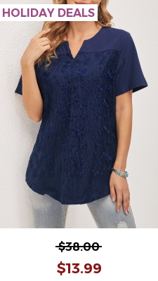 Split Neck Mesh Stitching Navy Blue T Shirt