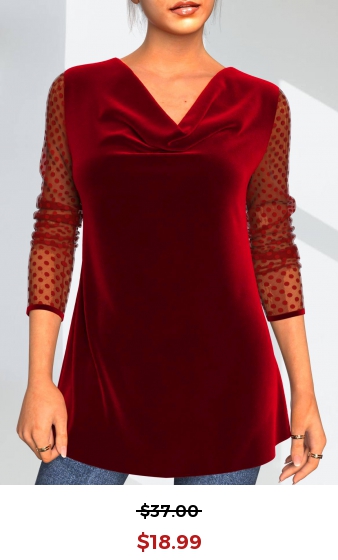 Polka Dot Red Velvet Stitching Valentines T Shirt