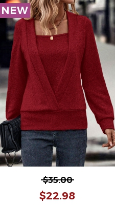 Wine Red Fake 2in1 Long Sleeve Sweatshirt
