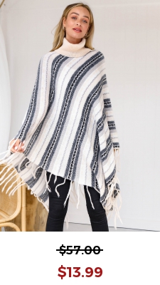 Tassel Stripe Print Long Sleeve Turtleneck Sweater